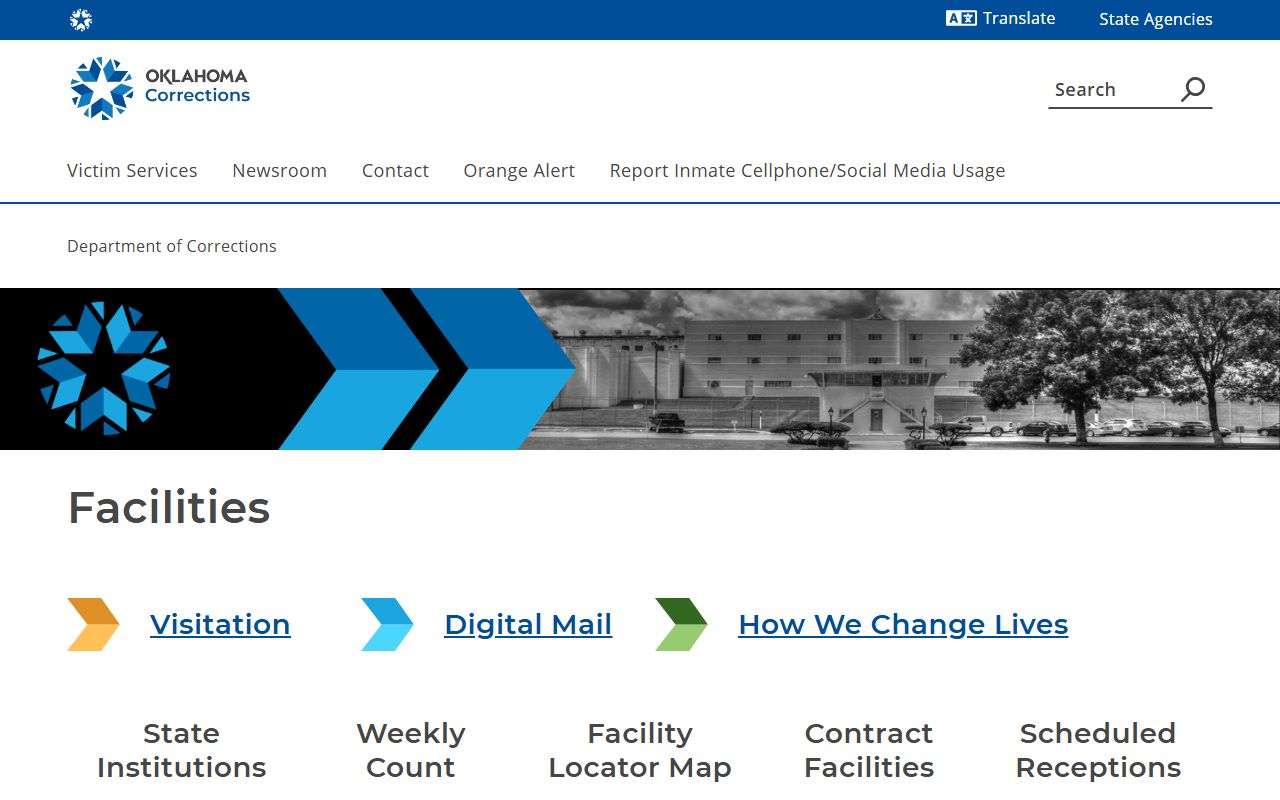Allen Gamble Correctional Center ODOC facility directory listing for Hughes County inmate lookup