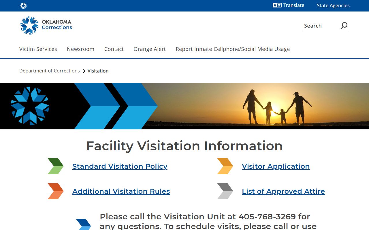 ODOC visitation rules for Allen Gamble Correctional Center inmate visits